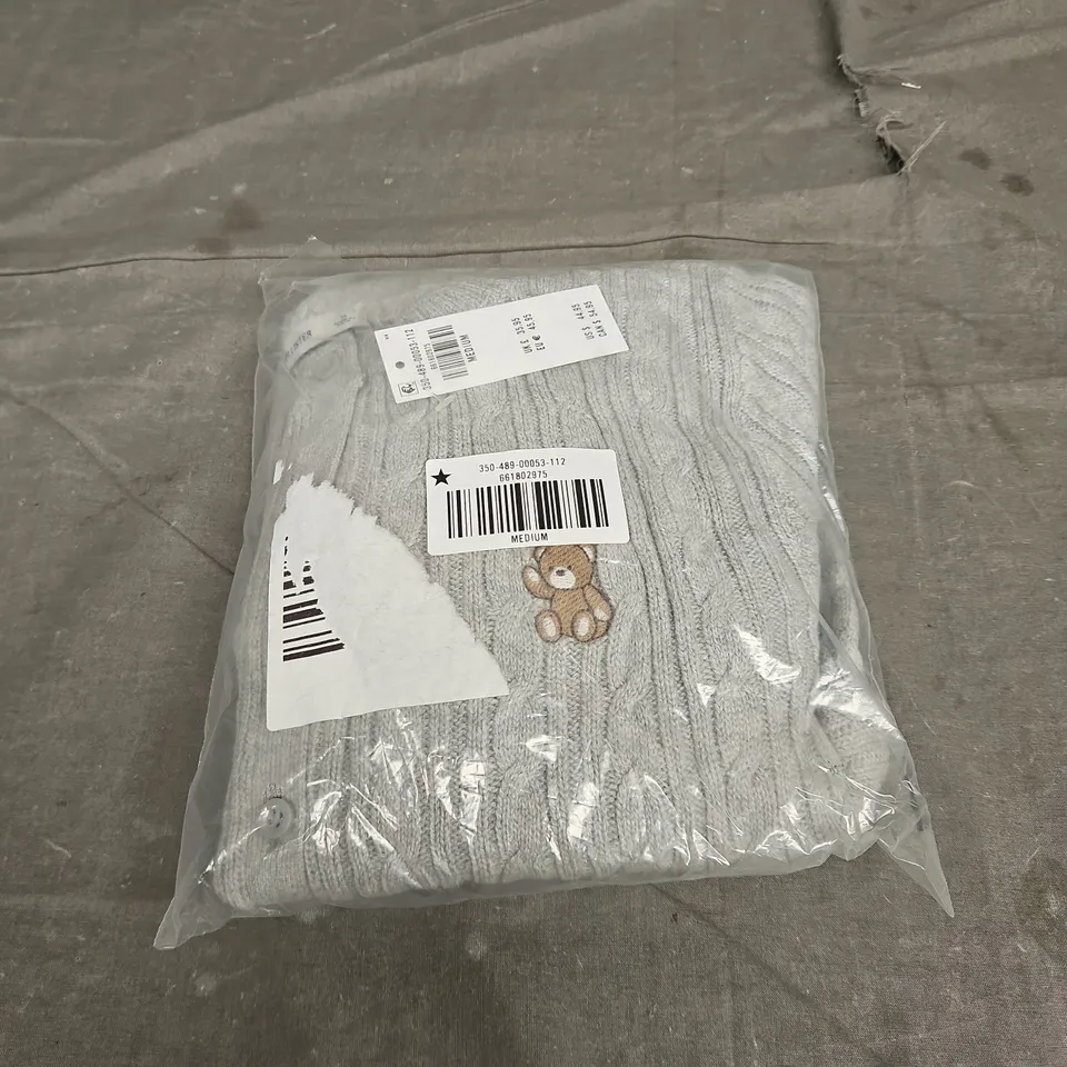 SEALED HOLLISTER EASY CABLE-KNIT TEDDY BEAR CREW CARDIGAN - SIZE MEDIUM