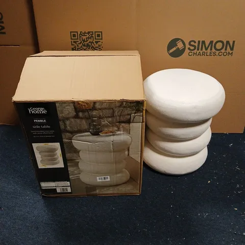 BOXED PEBBLE STACKING SIDE TABLE IN WHITE MIX - COLLECTION ONLY