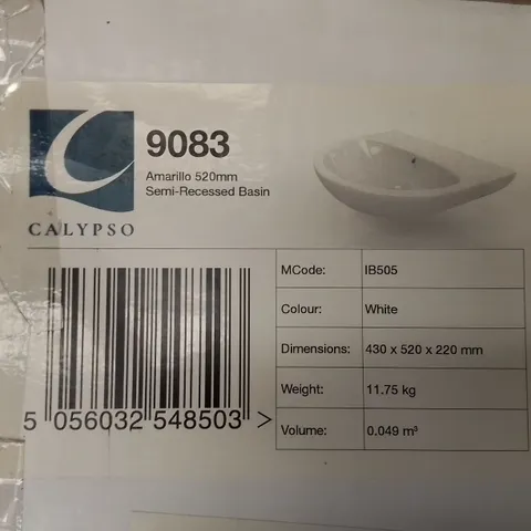 BOXED AMARILLO 520MM SEMI-RECESSED BASIN