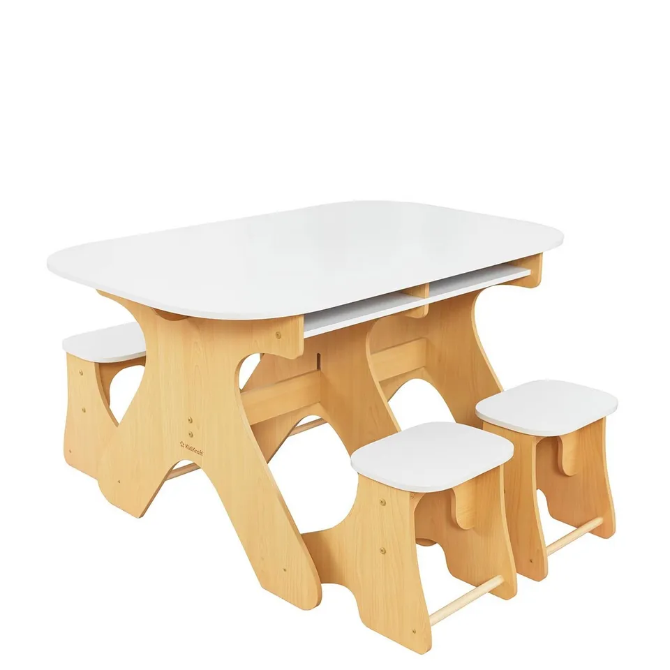 ARCHES EXPANDABLE TABLE & BENCH SET - WHITE - COLLECTION ONLY