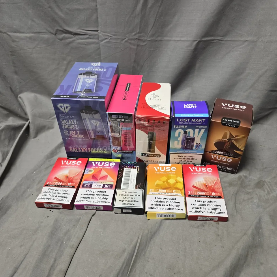 APPROXIMATELY 20 ASSORTED E-CIGARETTE PRODUCTS TO INCLUDE BRANDS SUCH AS VUSE, ELFBAR, SIKE, ETC - COLLECTION ONLY