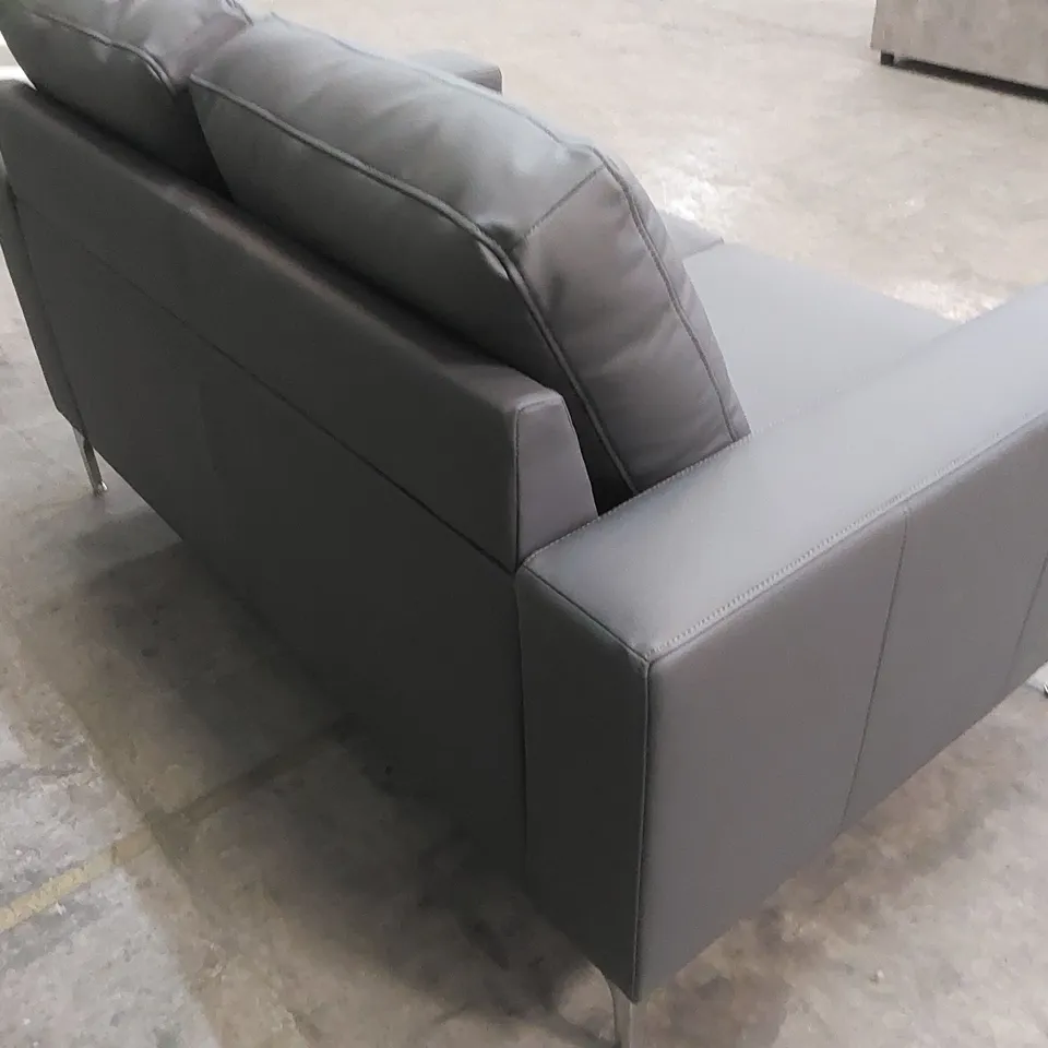 BALTIMORE 2 SEATER GREY LEATHER UPHOLSTERED SOFA