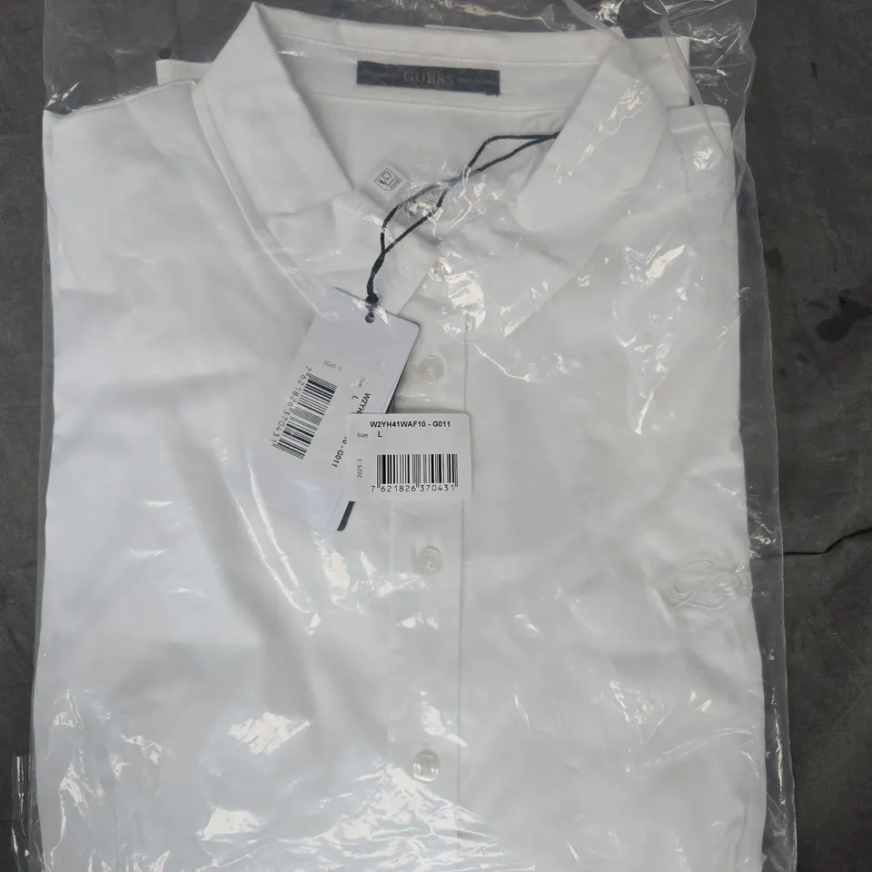 GUESS CATE LONG SLEEVE SHIRT IN WHITE SIZE LARGE