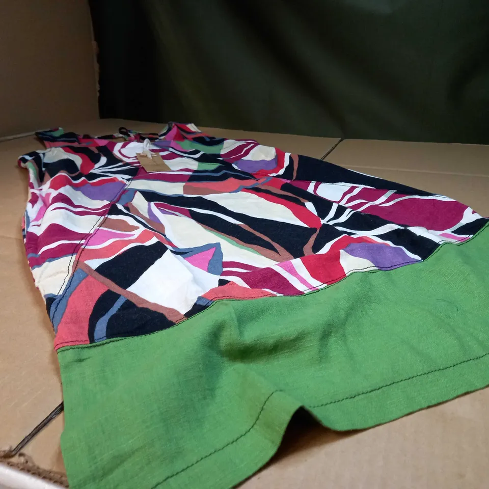 NEXT BOLD COLOUR BLOCKED LINEN STYLE DRESS - SIZE 10