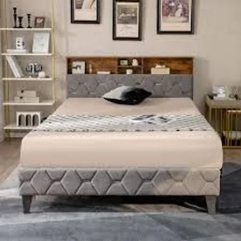 BOXED COSTWAY KINGSIZE BED FRAME WITH HEADBOARD - GREY