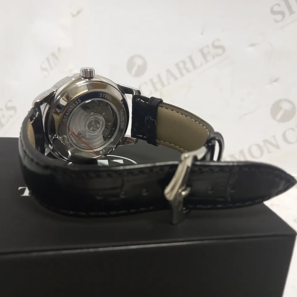 TALIS CO. AUTOMATIC ASTRO GLOBE DETAIL LEATHER STRAP WRISTWATCH RRP £699