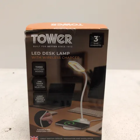 TOWER LED DESK LAMP WITH WIRELESS CHARGER – BOXED