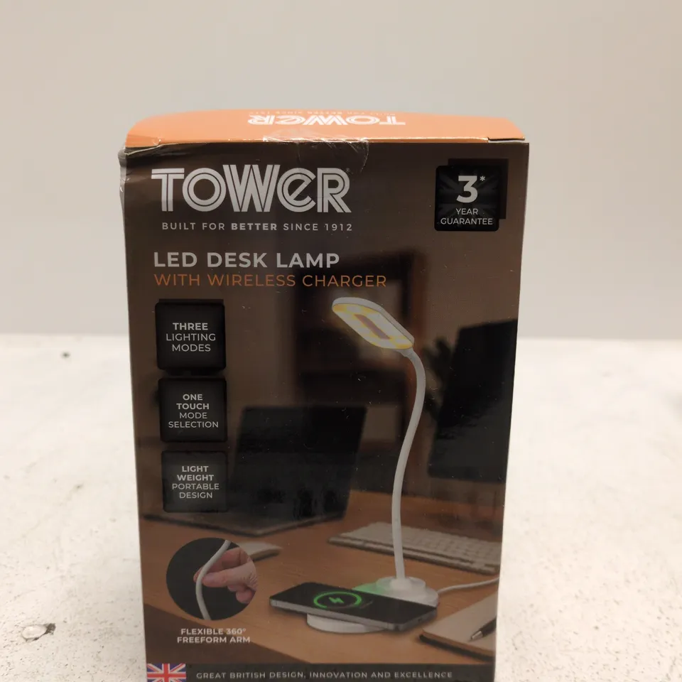 TOWER LED DESK LAMP WITH WIRELESS CHARGER – BOXED