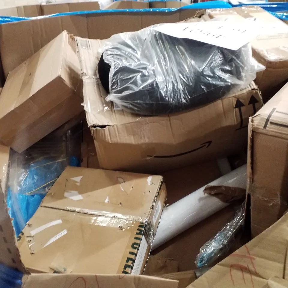 PALLET CONTAINING ASSORTED PRODUCTS TO INCLUDE AIR FRYER, SHOWER SEAL STRIP, WILLOW TEACUP PLANTERS, MITRE BOX WITH BACK SAW SET, ADHESIVE WALLPAPER FILM