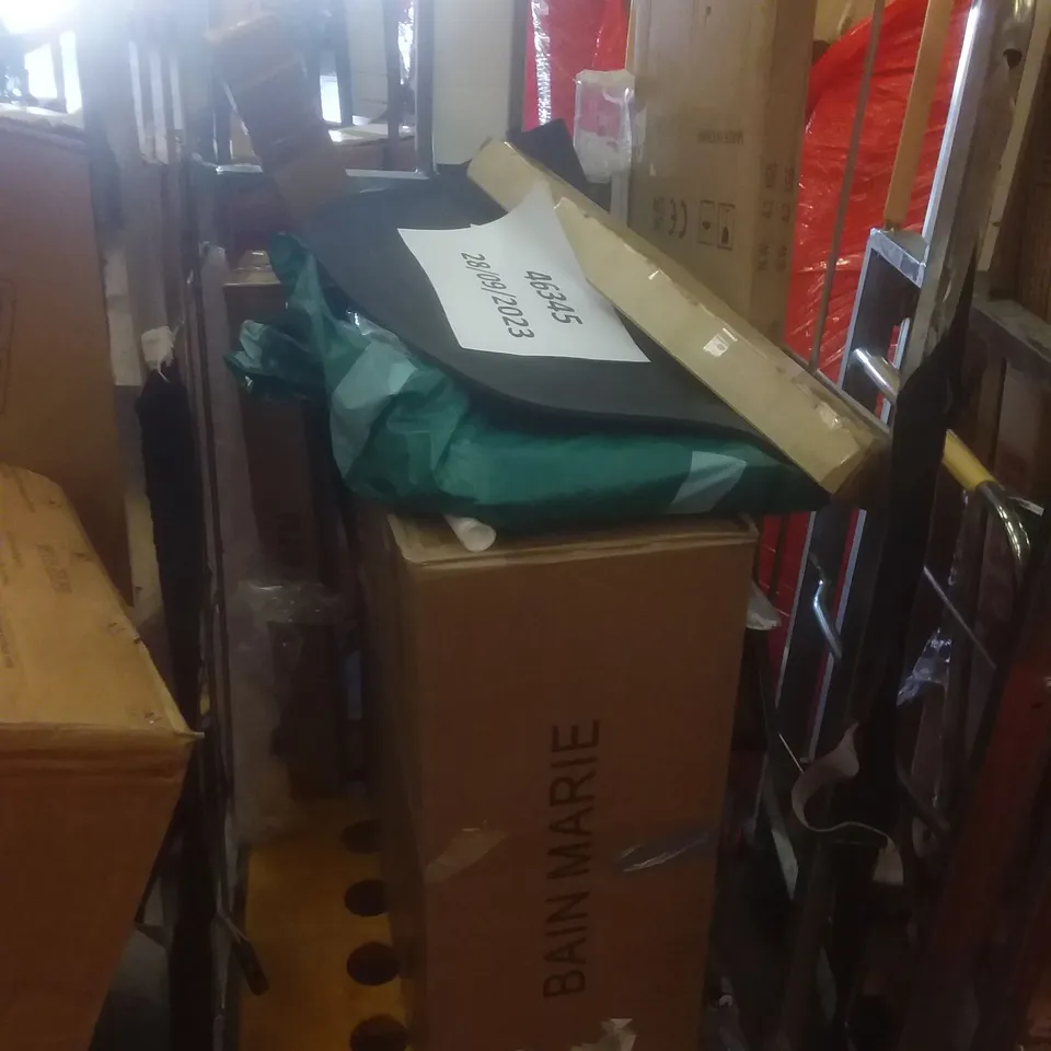 PALLET OF ASSORTED ITEMS INCLUDING BASSINET AND BEDSIDE SLEEPER, AIR MATTRESS, BALLOON ARCH STAND, COMPACT CANOPY