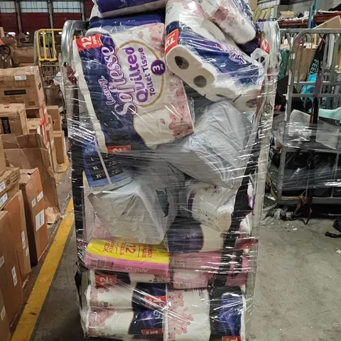CAGE OF ASSORTED TOILET TISSUE AND ABSORBANCY PAD MULTI PACKS TO INCLUDE SOFTESSE AND ANDREX