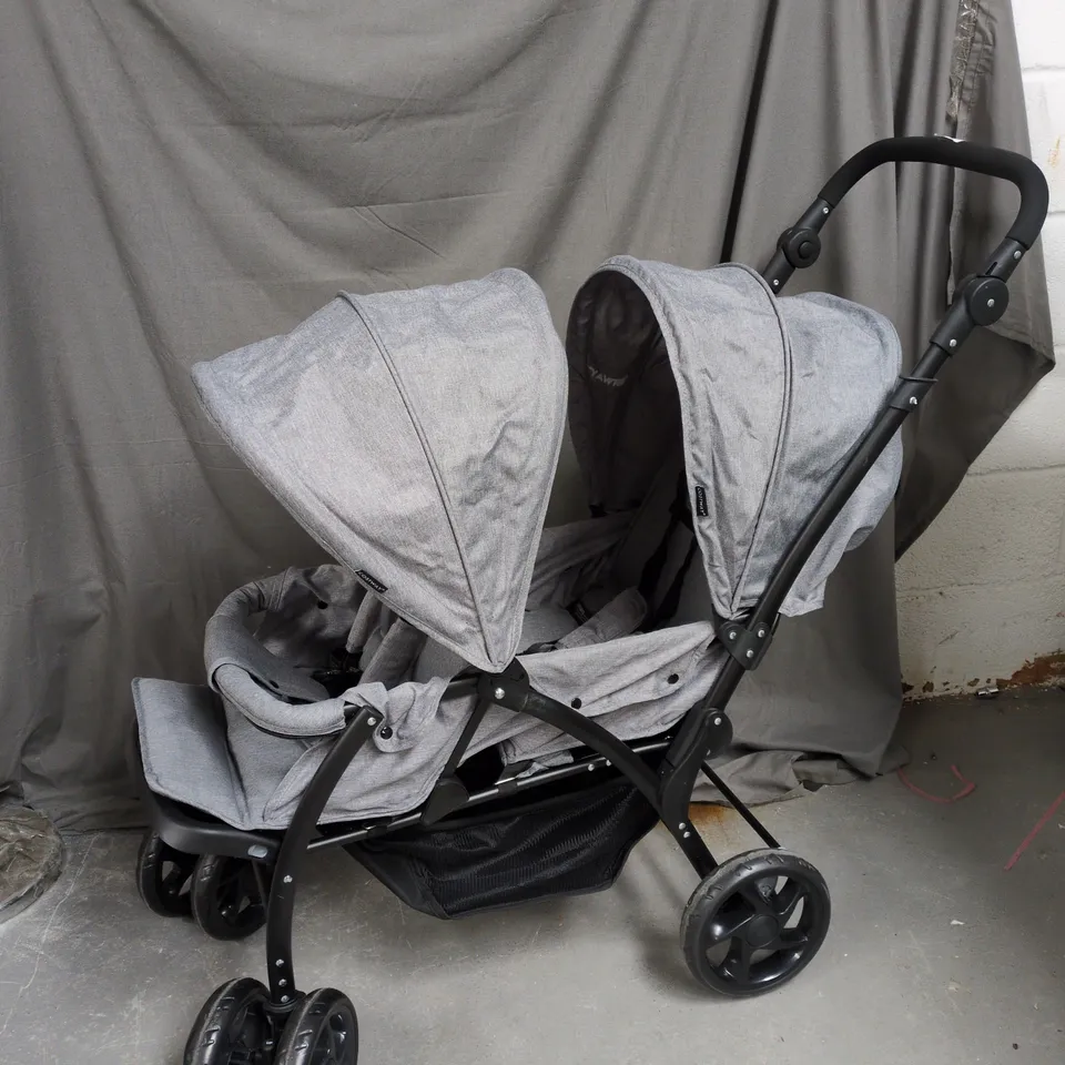 UNBOXED COSTWAY DOUBLE PUSHCHAIR, FOLDABLE TWIN TANDEM STROLLER WITH ADJUSTABLE BACKREST, PUSH HANDLE & FOOTREST