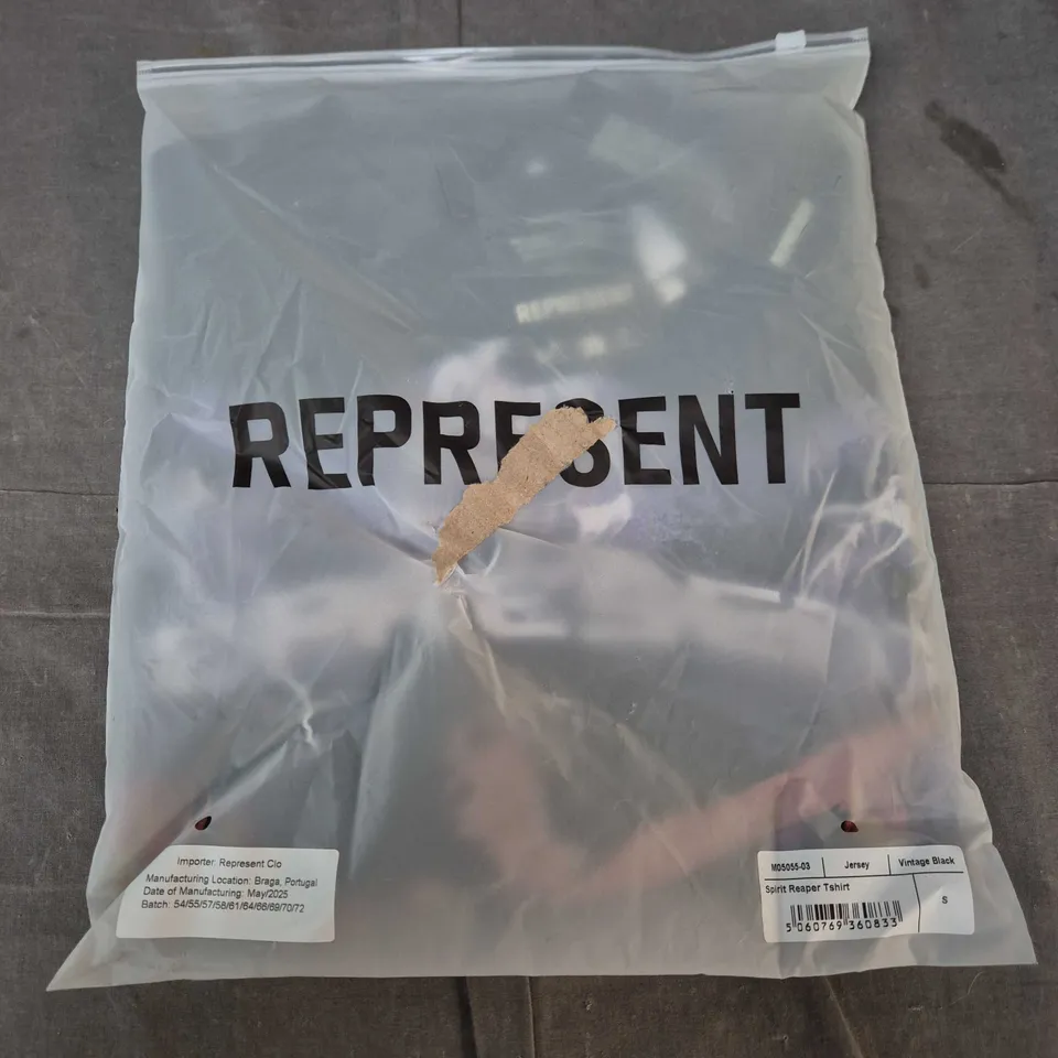 BAGGED REPRESENT SPIRIT REAPER T-SHIRT IN VINTAGE BLACK - SMALL