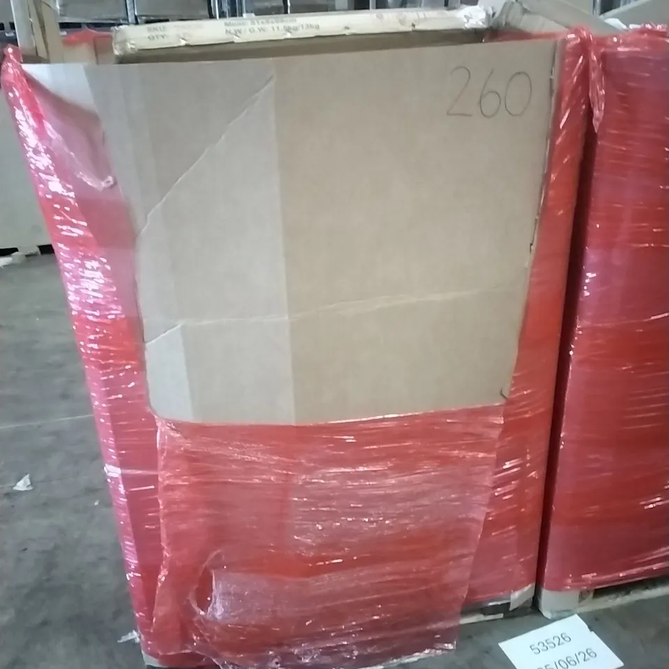 PALLET OF ASSORTED HOUSEHOLD GOODS AND PRODUCTS TO INCLUDE; PORTABLE MONITOR, TABLE, FOOD PROCESSOR, BOXED FURNITURE ETC
