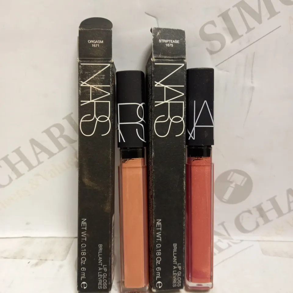 LOT OF 2 NARS LIP GLOSSES IN SHADES; STRIPTEASE 1675 & ORGASM 1671