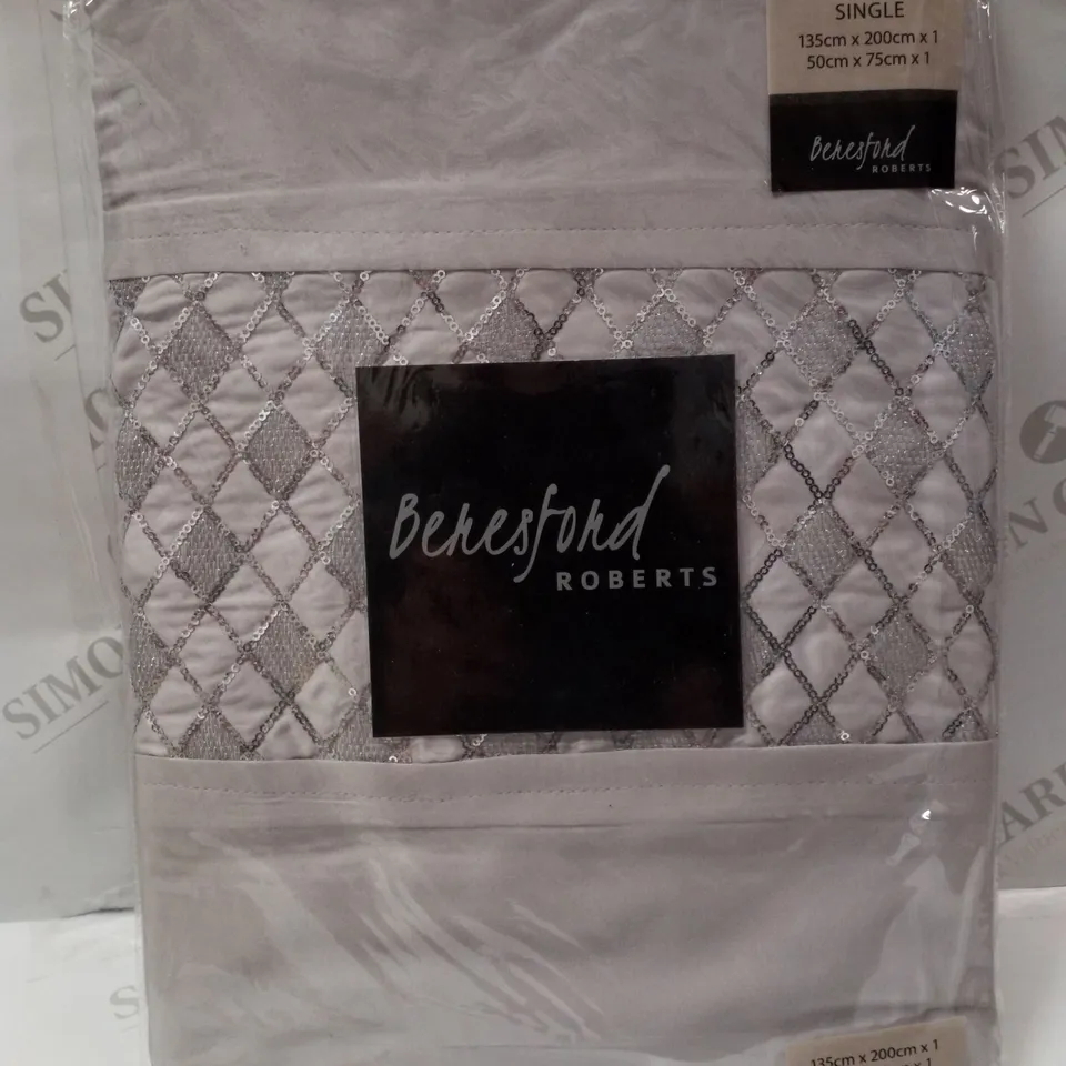 BRAND NEW BERESFORD ROBERTS DARCY COLLECTION SINGLE 135×200CM BEDSPREAD SET - GREY