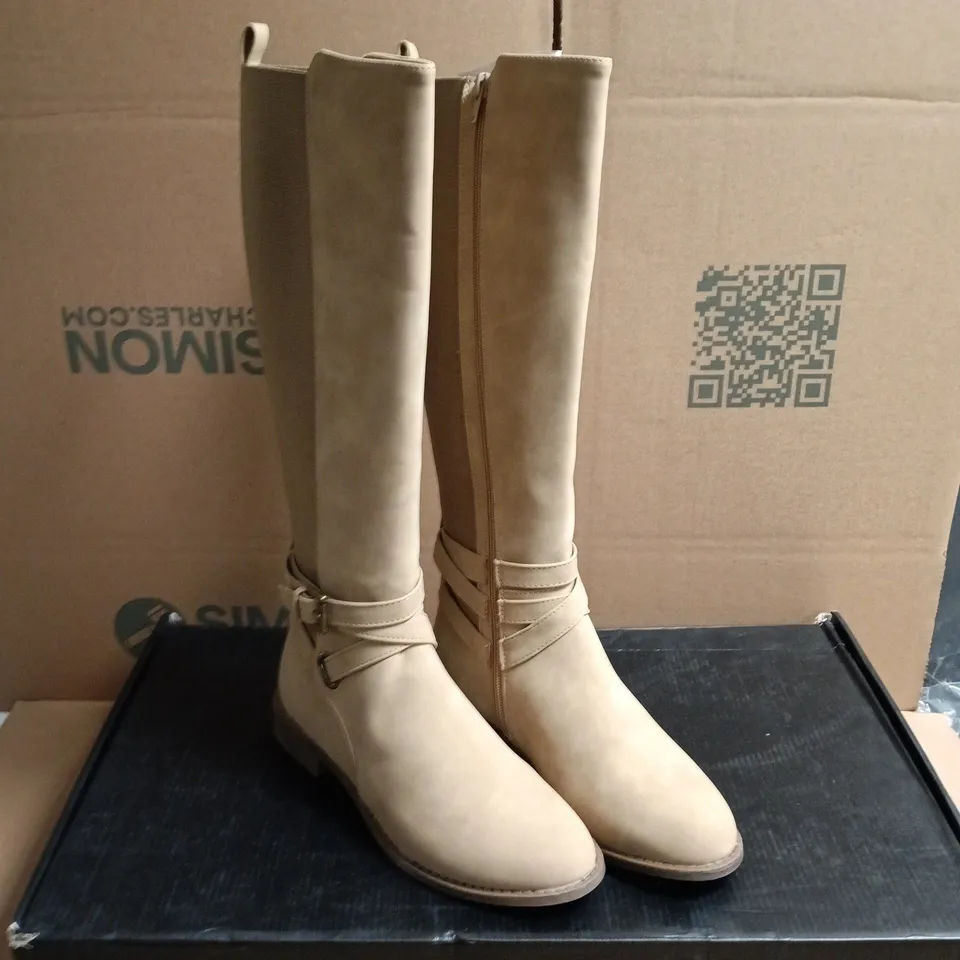 BOXED PAIR OF NOVO JADINE KNEE HIGH BOOTS IN TAUPE - 5