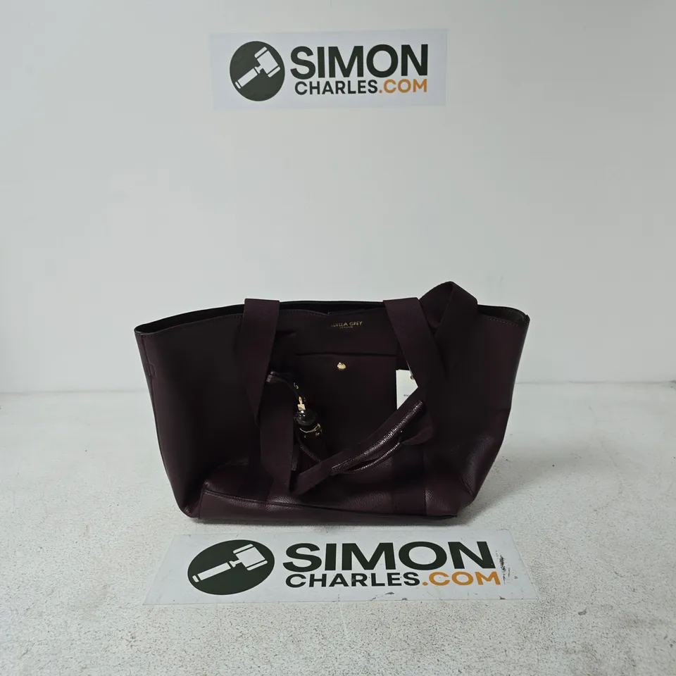 LUELLA GREY LONDON BURGUNDY LEATHER TOTE BAG WITH SHOULDER STRAP