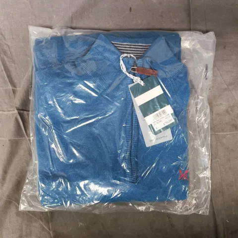 BAGGED CREW CLOTHING COMPANY ORGANIC CLASSIC HALF ZIP IN BLUE SIZE LARGE