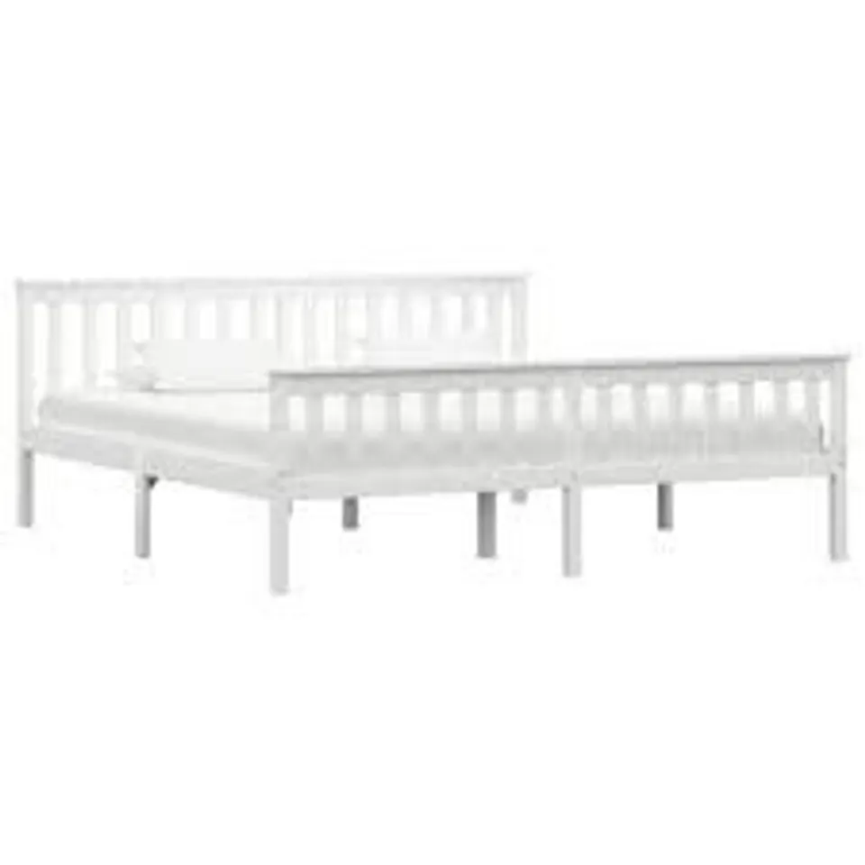 BOXED WHITE SOLID WOOD BED FRAME SUPER KING SIZE 180 X 200CM (1 BOX)