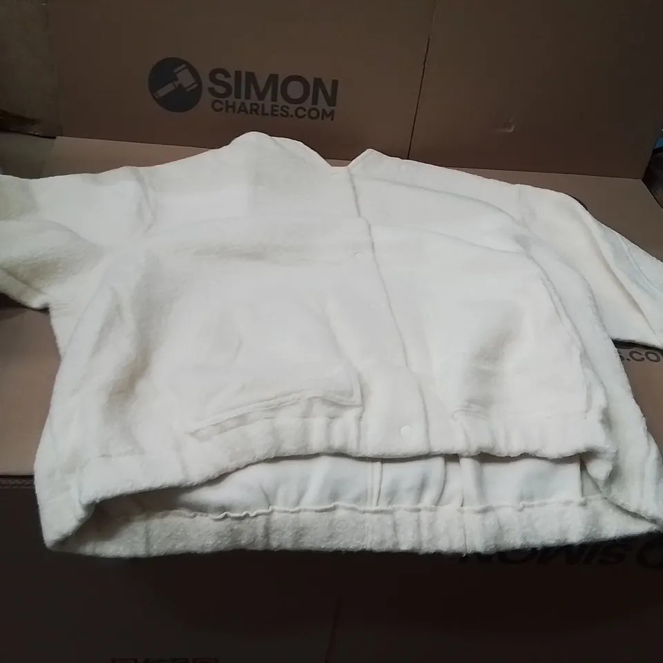 BOXED BRAND NEW APPROXIMATELY 7 SIMPLY BE WOOL BOMBER JACKET SIZE 32 WHITE