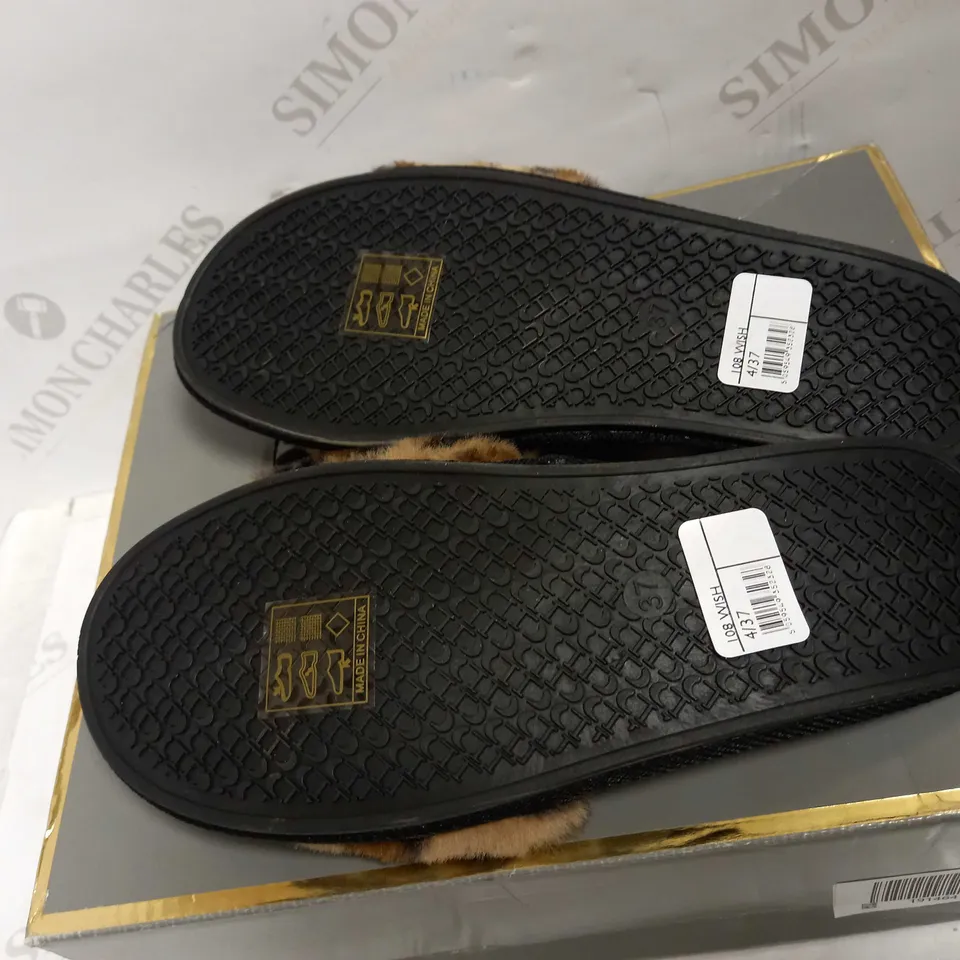 DUNE LONDON WISH SLIDE SLIPPER LEOPARD SIZE 4