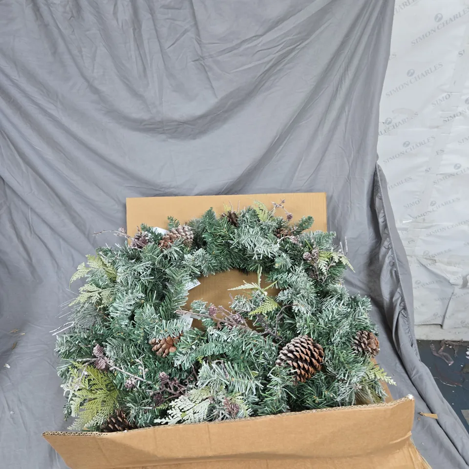 PRE LIT FROSTED CONE WREATH 