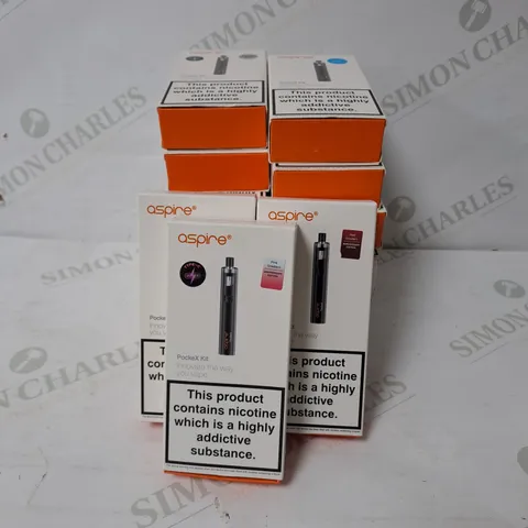 APPROXIMATELY 15 ASSORTED ASPIRE E-CIGARETTE PRODUCTS TO INCLUDE POCKEX KIT