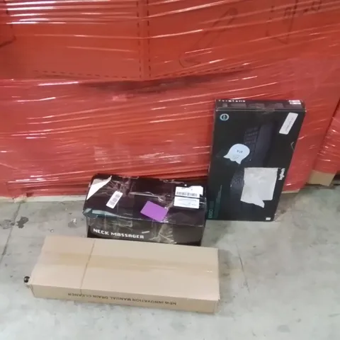 PALLET OF ASSORTED HOUSEHOLD GOODS AND PRODUCTS TO INCLUDE;DRAIN CLEANER,NECK MASSAGER,KEYBOARD