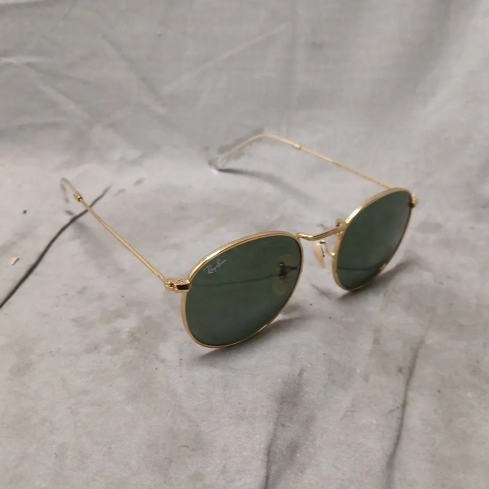 RAY-BAN ROUND FRAME SUNGLASSES IN GOLD COLOUR