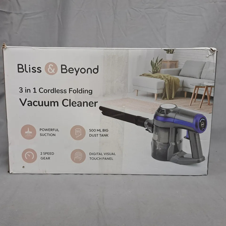 BLISS & BEYOND 3-IN-1 CORDLESS FOLDING VACUUM CLEANER (BOXED)