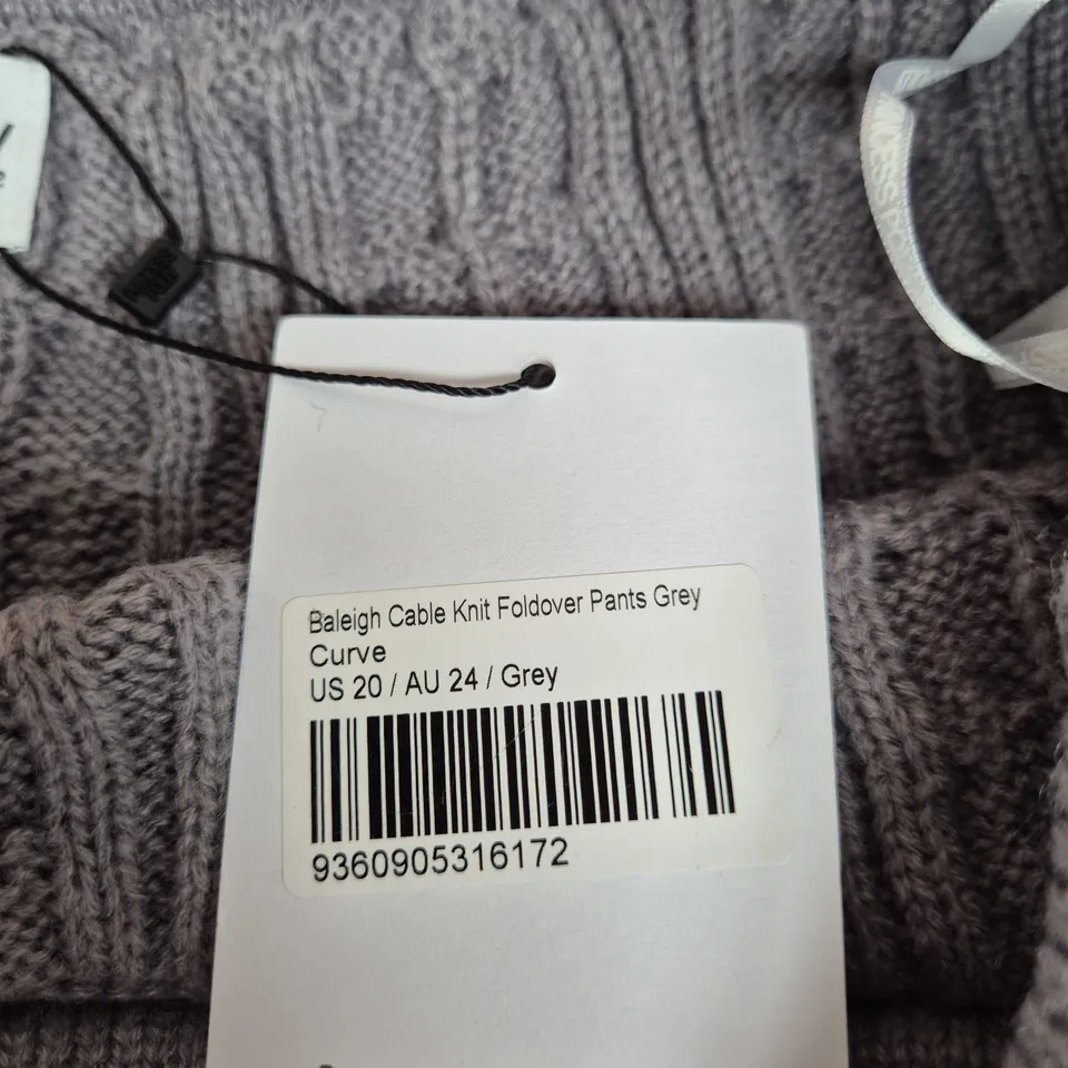 PRINCESS POLLY CURVE CABLE KNIT FOLDOVER PANTS GREY UK 24 (US 20 / AU 24)