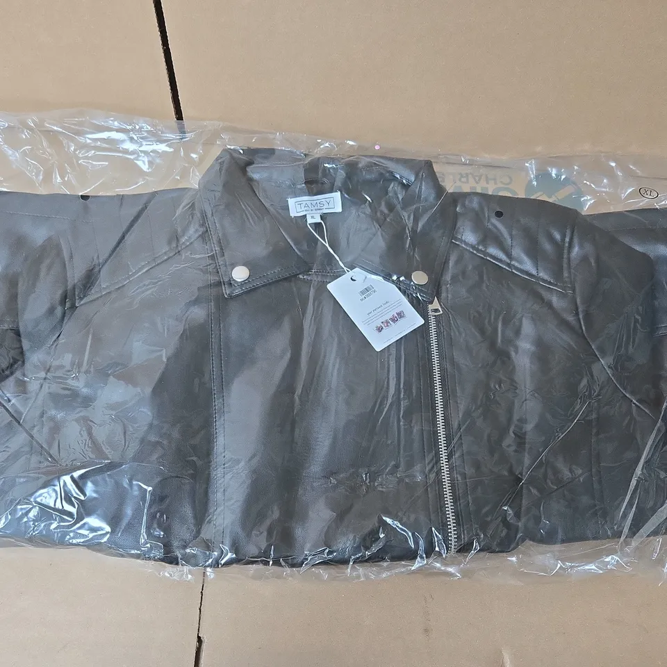 BAGGED TAMSY FAUX LEATHER JACKET SIZE XL