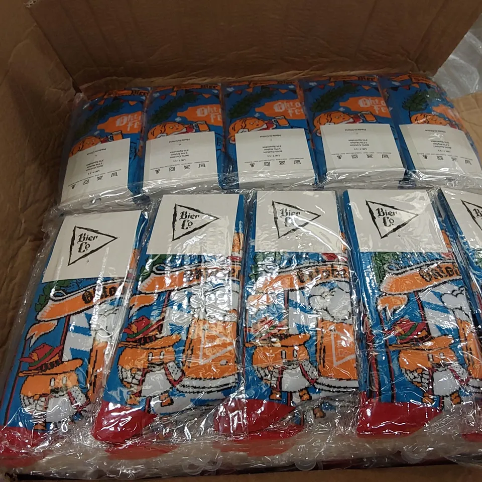 BOX OF APPROXIMATELY 320 BRAND NEW BIER CO OKTOBERFEST SOCKS (1 BOX)