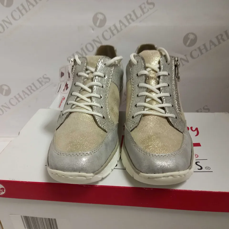 RIEKER METALLIC LACE-UP TRAINERS MULTI-COLOURED UK SIZE 5