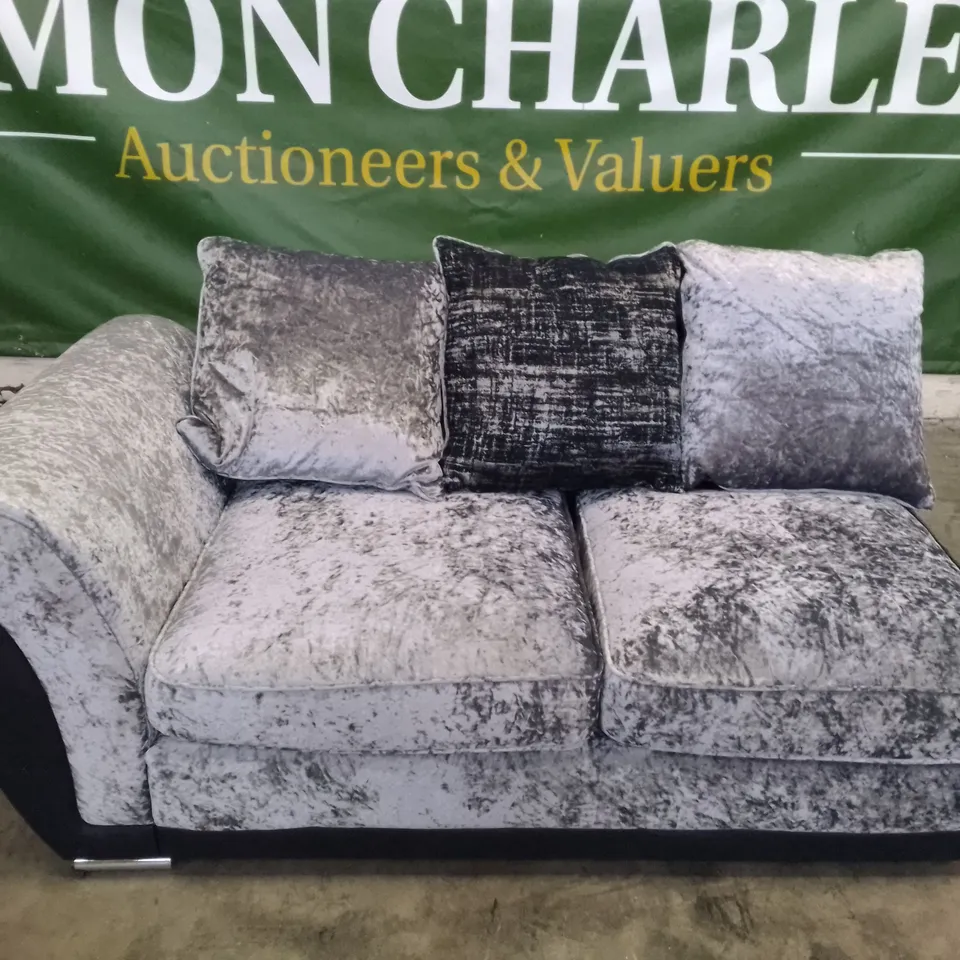 QUALITY DESIGNER RHF SECTION SOFA - GREY/BLACK FABRIC 