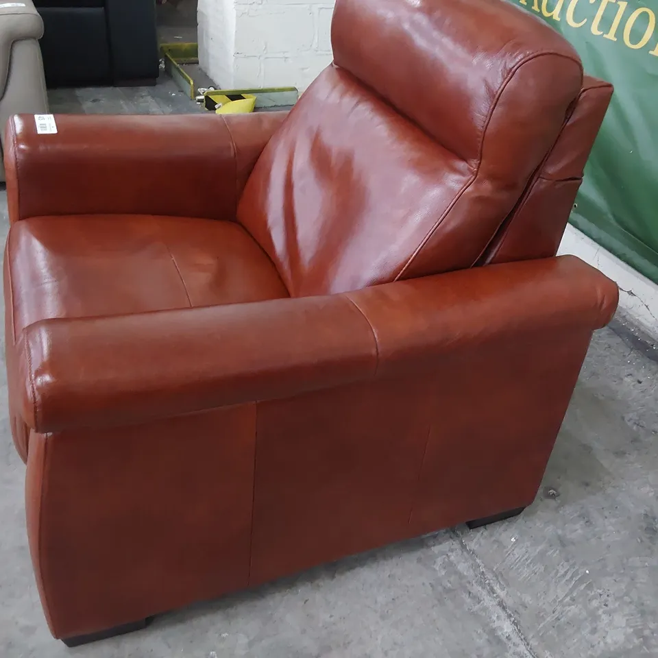 QUALITY ITALIAN DESIGNER ADRIANO POWER RECLINING EASY CHAIR TAN LEATHER 