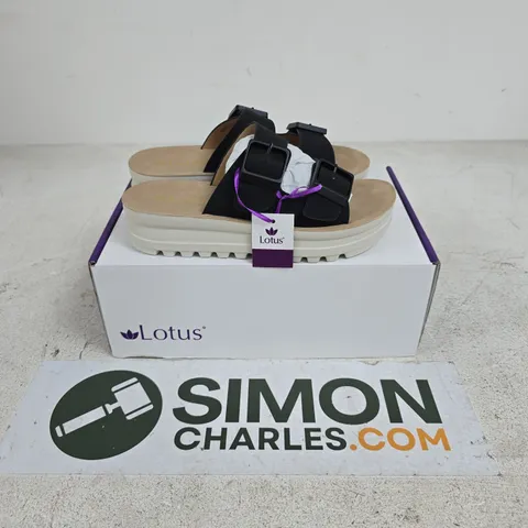 BOXED PAIR OF LOTUS VOLOS SANDALS IN BLACK - EU 37