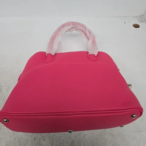 WOMENS ZIP TOP PINK LEATHER HANDBAG 