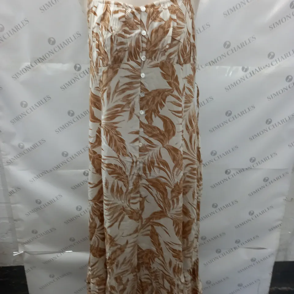BLUE VANILLA TROPICAL PRINT BUTTON FRONT DRESS - 14