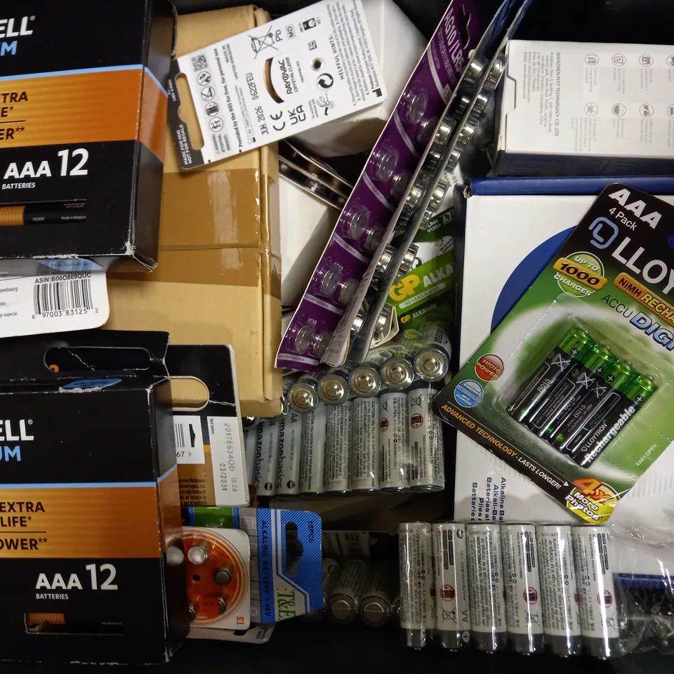 LOT OF APPROXIMATELY 20 PACKS OF BATTERIES ETC 