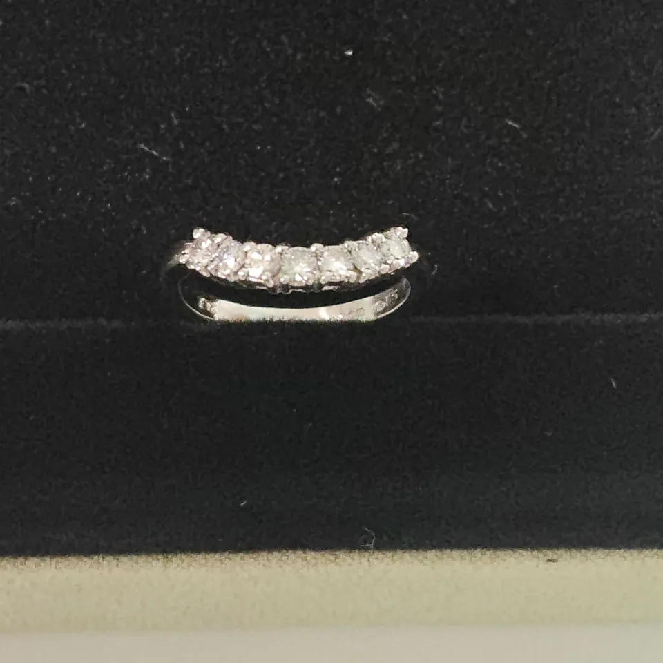 PLATINUM CURVED SEVEN STONE HALF ETERNITY RING SET WITH NATURAL DIAMONDS 