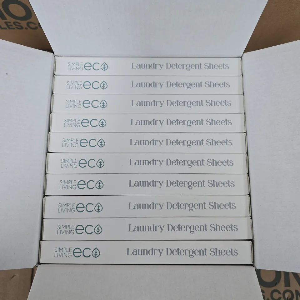 10 X SIMPLE LIVING ECO LAUNDRY DETERGENT SHEET PACKS - COCONUT - 32 WASHES PER PACK 