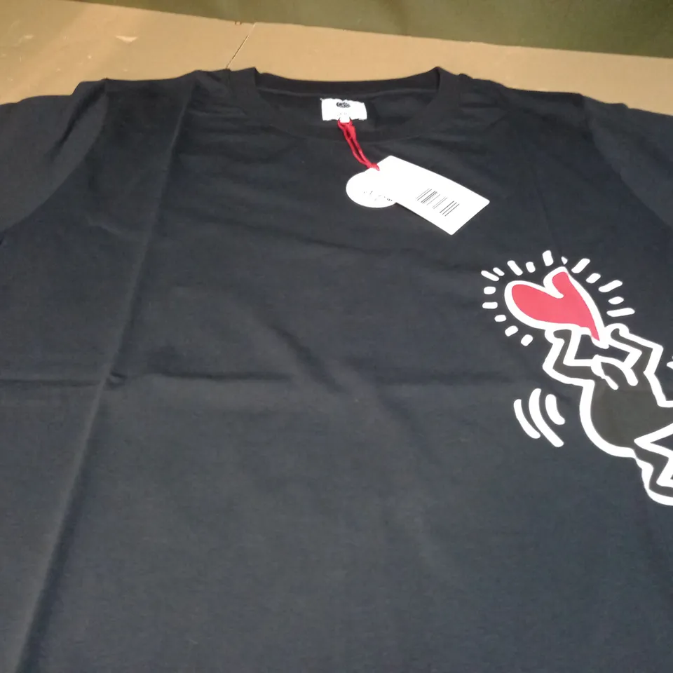 PRETTY GREEN X KEITH HARING LOGO T-SHIRT - XL - BLACK