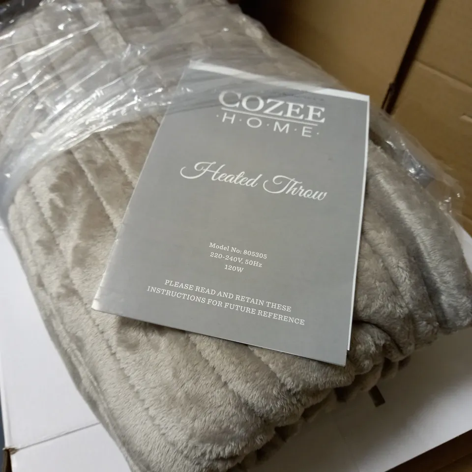  COZEE HOME HEATED PLUSH WASHABLE THROW 