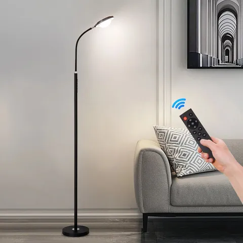 BOXED DEVYNE 173CM BLACK READING FLOOR LAMP