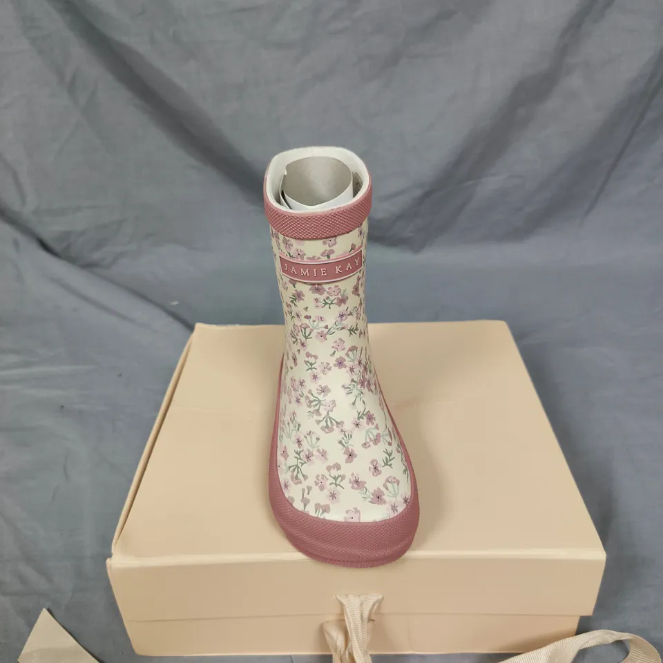 JAMIE KAY KIDS' FLORAL RAIN BOOTS – PINK & WHITE UK SIZE 6
