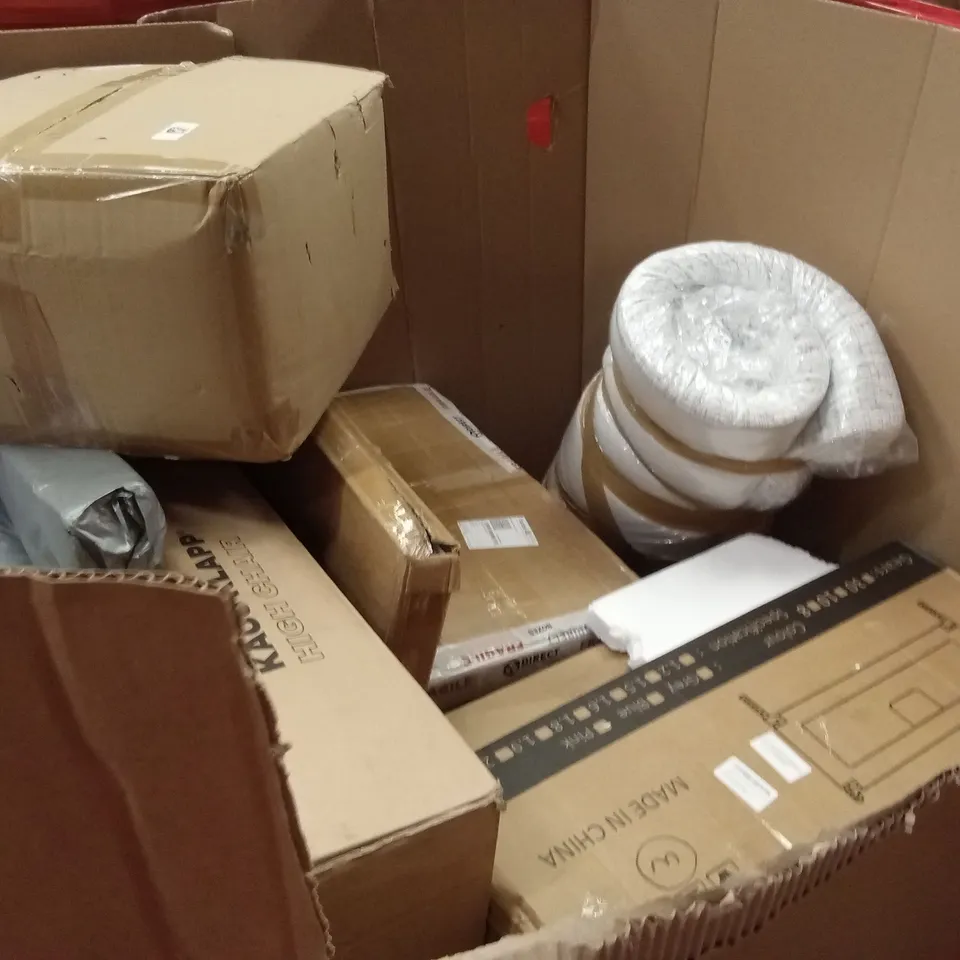 PALLET OF ASSORTED HOUSEHOLD GOODS AND PRODUCTS TO INCLUDE;HIGH CHAIR, MATTRESS TOPPER,BED RAIL