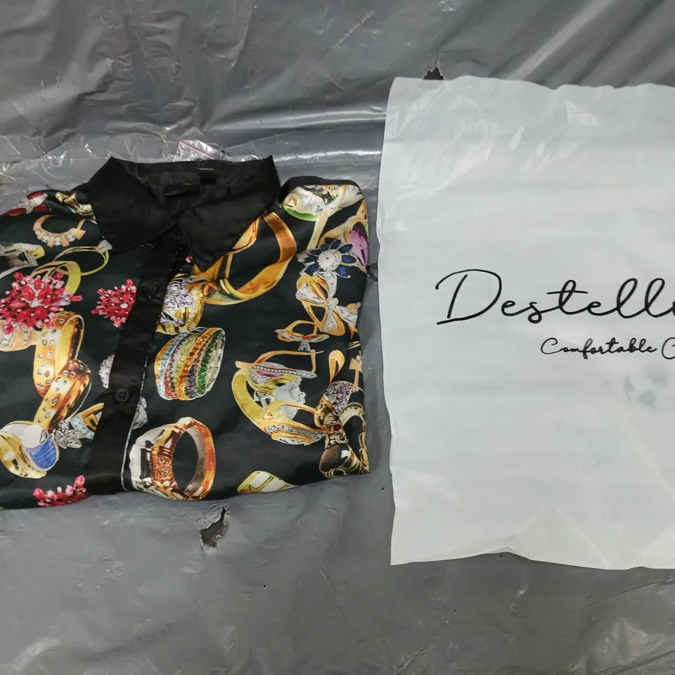 26 BRAND NEW DESTELLO JEWELLERY SHIRT BLACK 