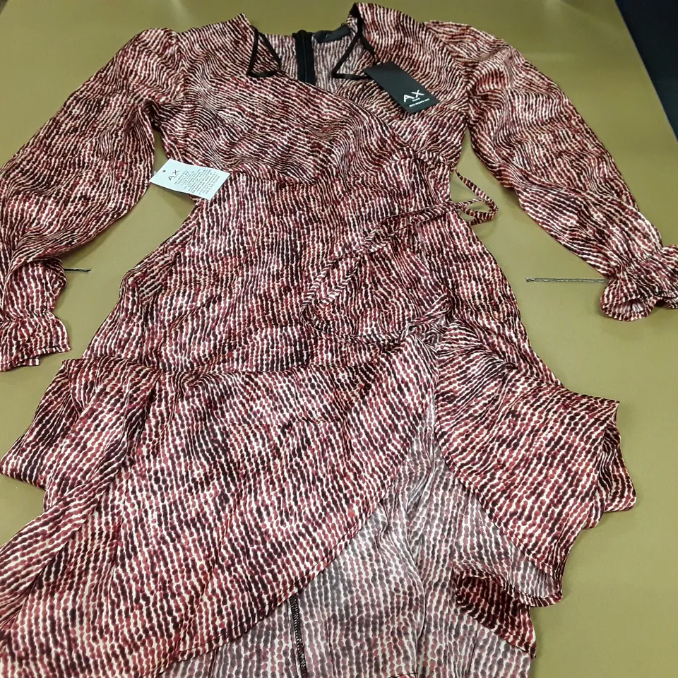 AX PARIS PATTERNED RED LONG SLEEVE DRESS - 10